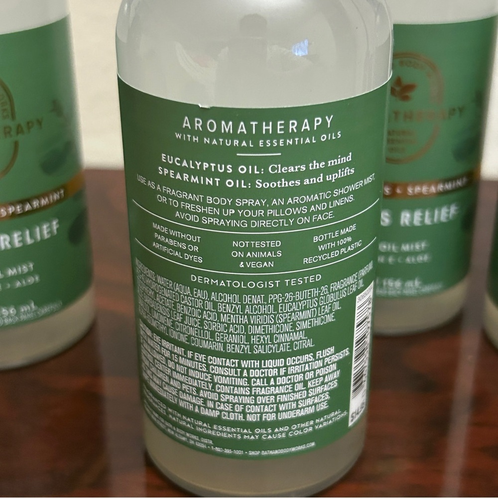 NWT Bath & Body Works Aromatherapy Eucalyptus Spearmint Essential Oil Mist x 4 - Picture 2 of 2